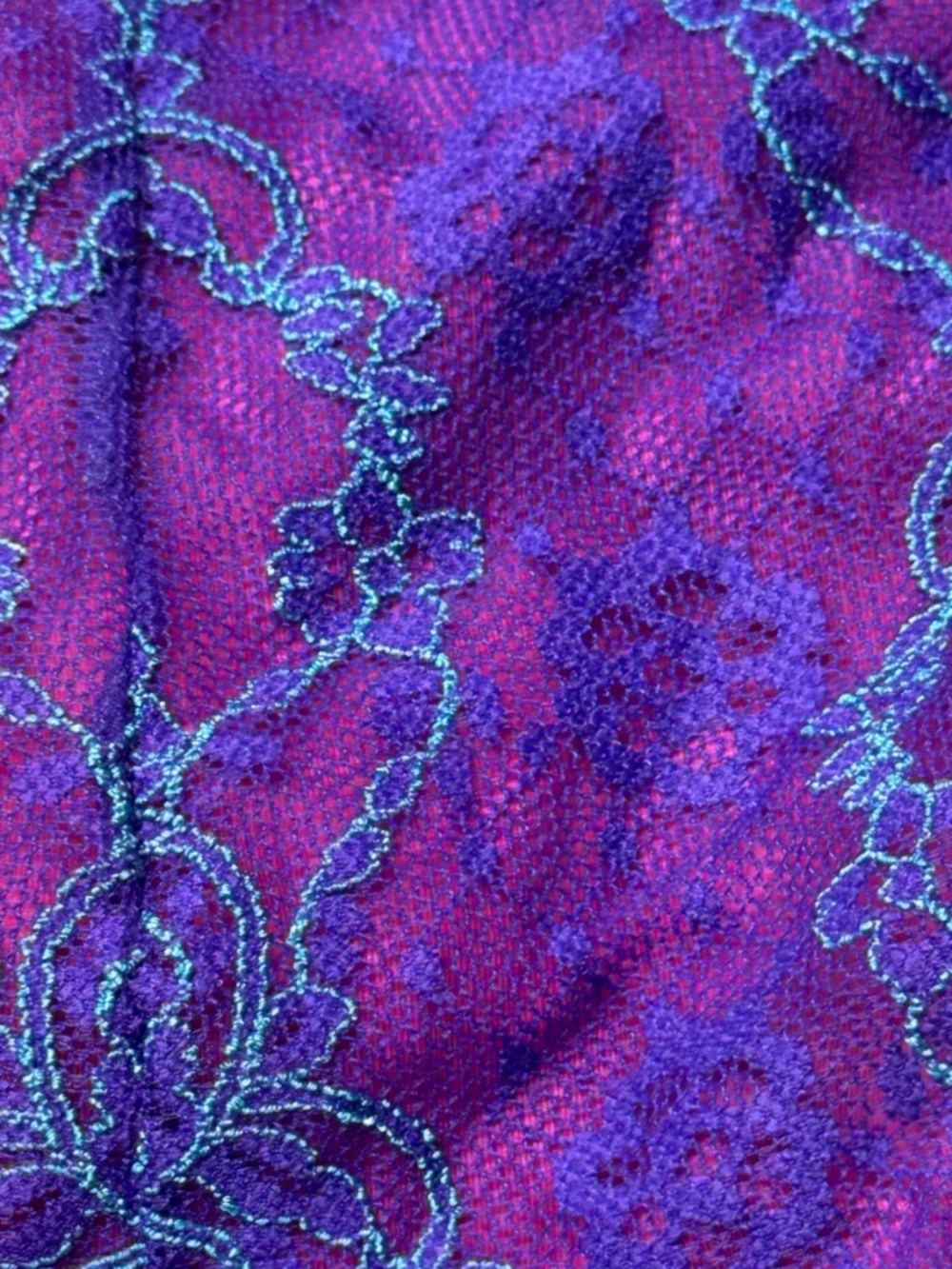CACIQUE Intimates Purple Lace Bikini Panty with Teal Floral Stitching - Picture 15 of 16